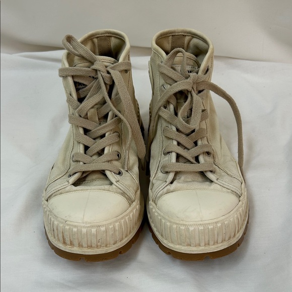 Palladium Pallashock Off-White Canvas Mid Boots Size Women’s 8.5 - Picture 2 of 12